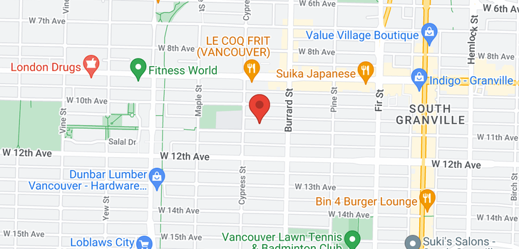 map of 1863 W 11TH AVENUE